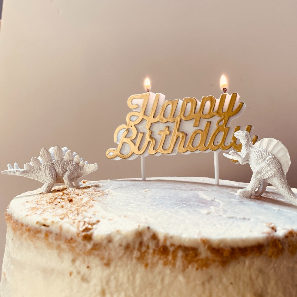 bougie gâteau-joyeux anniversaire-figurines dinosaure-goûter anniversaire garçon-