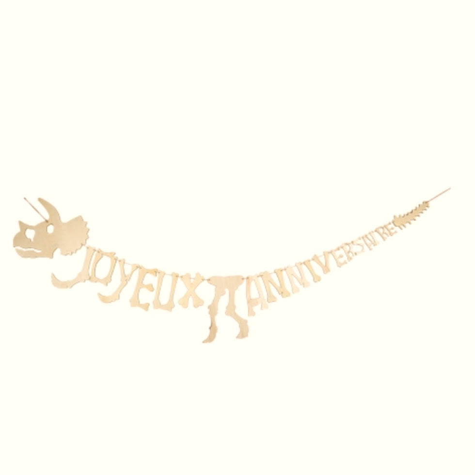 longue guirlande dinosaure-bois-artyfête-joyeux anniversaire-happy birthday