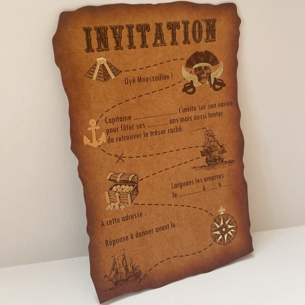 carton invitation-anniversaire enfant-thème pirate-artifête