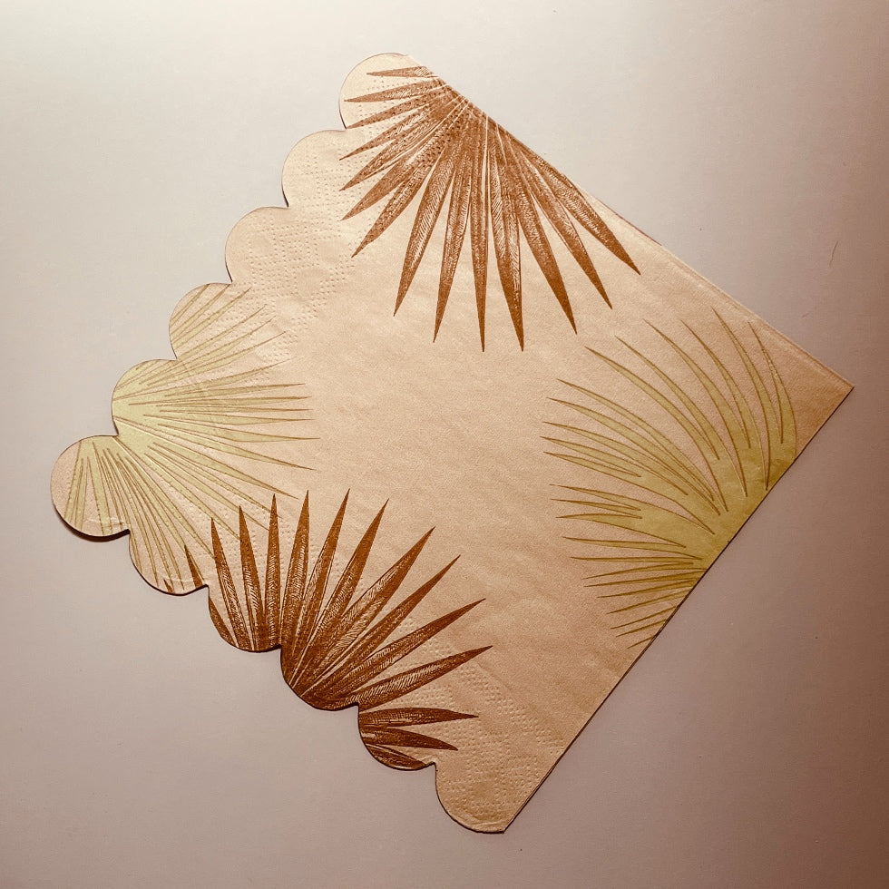 serviette en papier jetable - kraft et feuilles - thème tropical - surf - beach -nature - feuillage - anniversaire - baptême